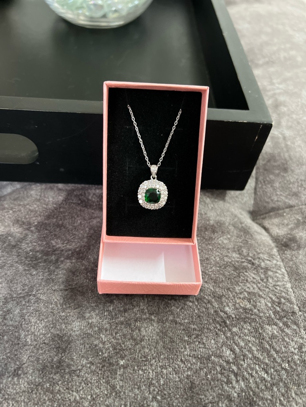 S925 Silver and Green Gemstone Necklace